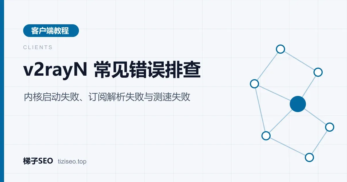 v2rayN 主界面日志区域显示内核启动失败与测速失败的排查示意图